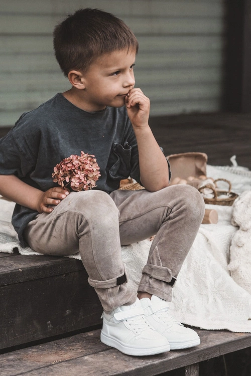 Dziecięce Wysokie Buty Sportowe Białe Berty