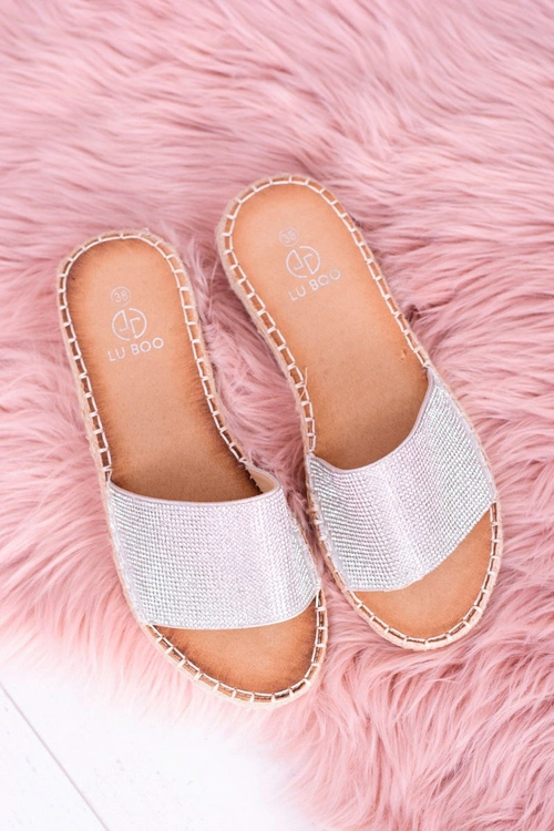 Damskie Srebrne Klapki Lu Boo Cyrkonie ShineMadam