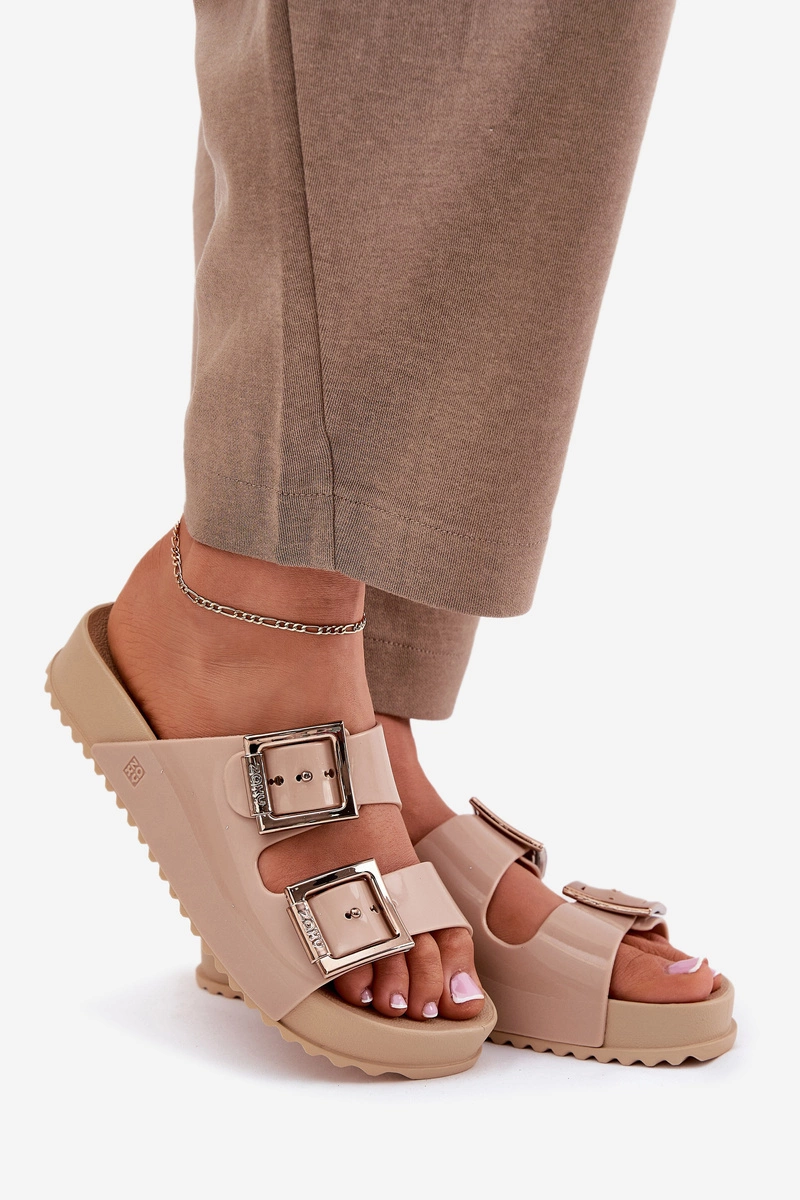 hana② Beżowe trzewiki z wysoką sznurowaną cholewką EAST