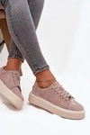 Zamszowe Sneakersy Damskie Na Platformie Vinceza 79578 Beżowe
