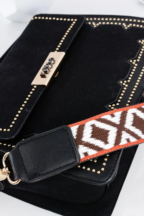 Damska Torebka Czarna Listonoszka z Cyrkoniami