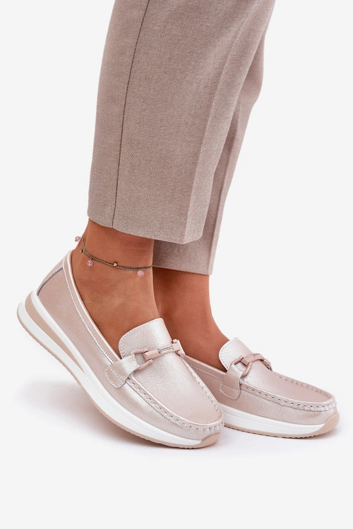 Skórzane Mokasyny Damskie S.Barski GR51-598 Perłowy Róż