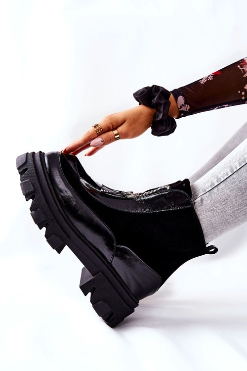 Skórzane Ocieplane Botki Laura Messi Czarne 2371