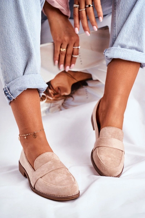 Damskie Półbuty Zamszowe Beżowe Cintra