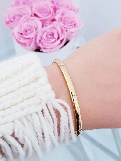 Damska Bransoleta Stalowa Z Cyrkoniami Złota Ursa