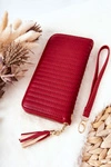 Duży Portfel Pikowany Z Paseczkiem Czerwony