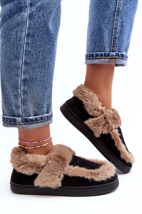 Damskie Kapcie Z Futerkiem Czarne Sailey