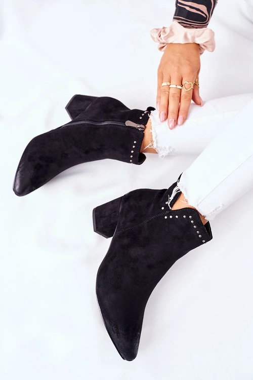 Botki Damskie Zamszowe Czarne Brinlack