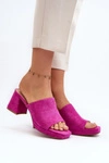 Damskie Klapki Na Obcasie Fuksja Bralya
