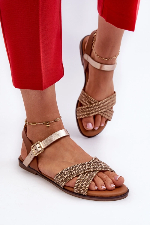 Płaskie Sandały Damskie S.Barski MY923 Brązowe