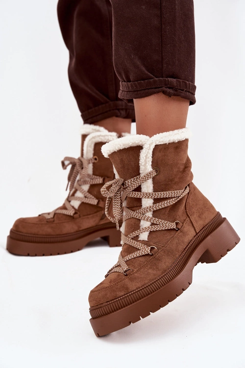 Śniegowce Damskie Z Kożuszkiem Camel Irmara