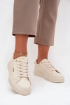 Damskie Sneakersy Z Eko Skóry Big Star SS274027 Beżowo-Złote