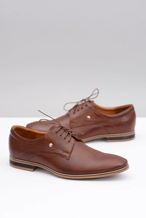 Brązowe Eleganckie Skórzane Półbuty Refugio