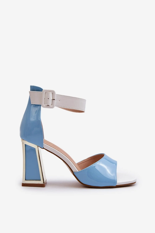 Lakierowane Sandały Na Słupku Niebieskie Adrianu