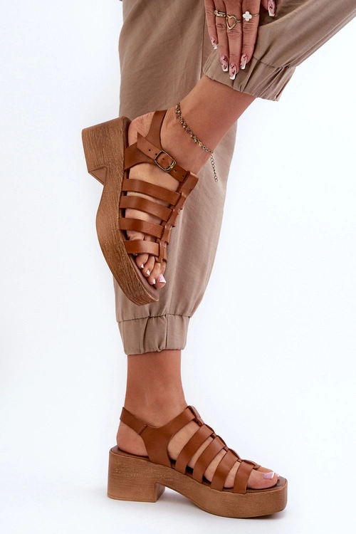 Zazoo 40410 Skórzane Sandały Damskie Brązowe