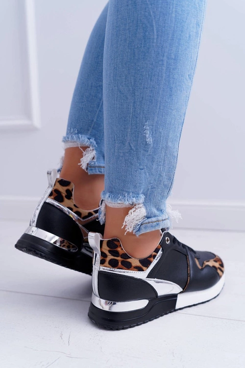 Sportowe Damskie Buty W Panterkę Czarne Fippo
