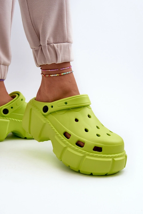 Klapki Damskie Piankowe Na Masywnej Podeszwie Limonkowe Witima