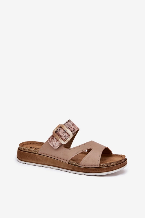 Lekkie Klapki Damskie Z Klamrą Inblu GS000055 Beżowe