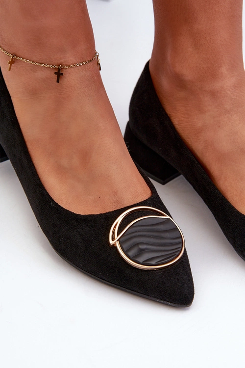 Czółenka Na Niskim Obcasie Z Eko Zamszu S.Barski KV27-037 Czarne