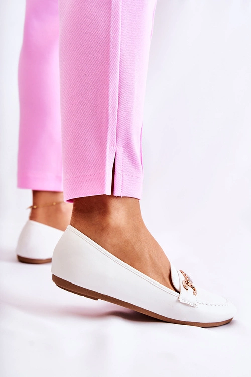 Damskie Skórzane Mokasyny Białe Godley