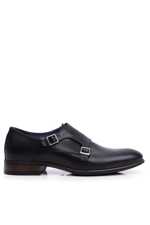 Półbuty Męskie Skórzane Monk Nikopol Czarne 1720