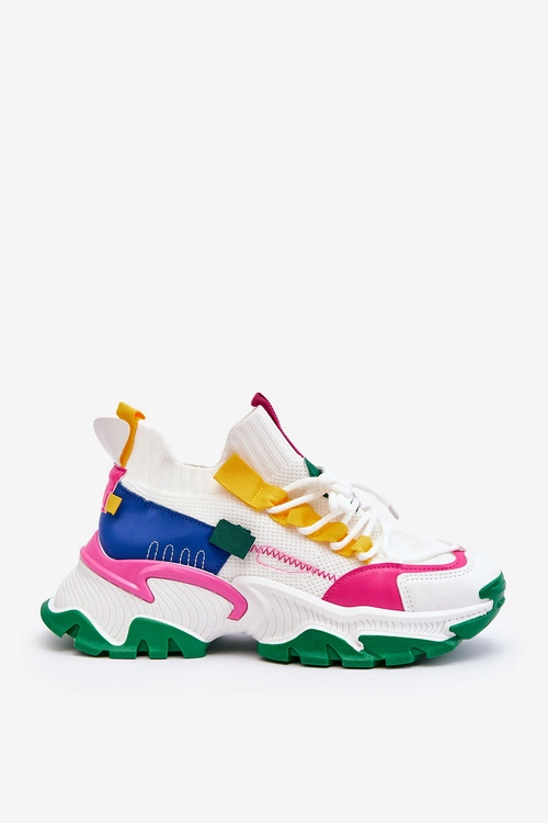 Damskie Sneakersy Skarpetkowe Wsuwane Biało-Zielone Keaton