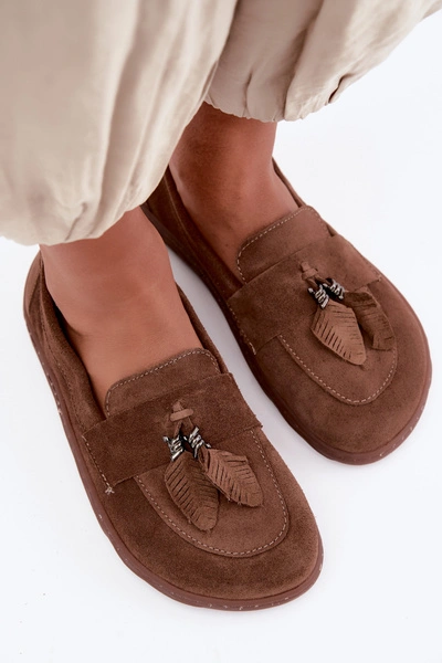 Mokasyny Barefoot Z Naturalnego Zamszu Zazoo 10220 Brązowe