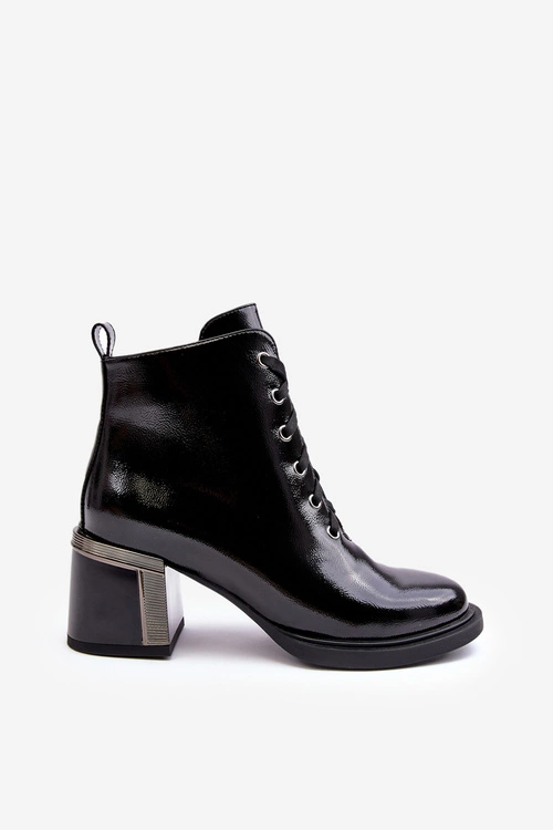 Lakierowane Damskie Botki D&A MR870-98 Czarne
