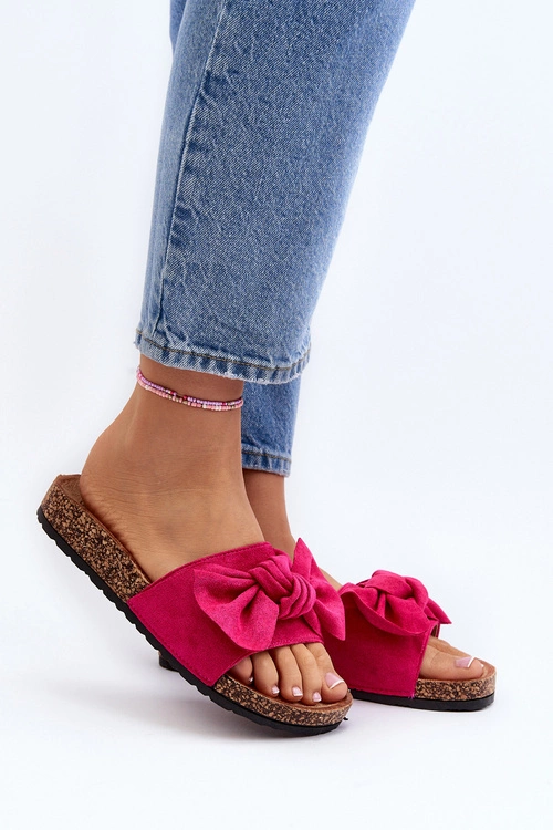 Damskie Klapki Z Kokarda Fuksja Ezephira