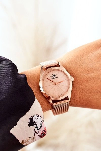 Zegarek Na Bransolecie Mesh Michael John Różowe Złoto