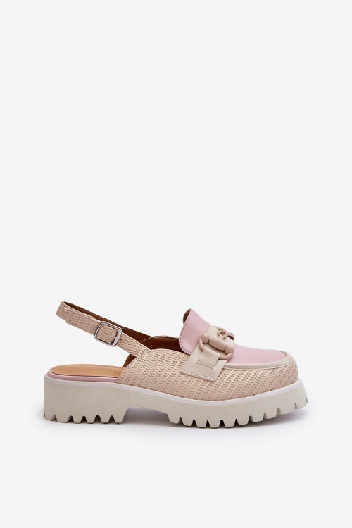 Sandały Damskie Na Płaskim Obcasie Z Ozdobą Beżowe D&A MR38-656