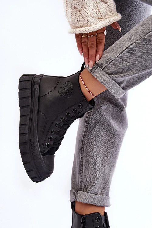 Ocieplane Skórzane Trampki Na Zamek Big Star MM274625 Czarne