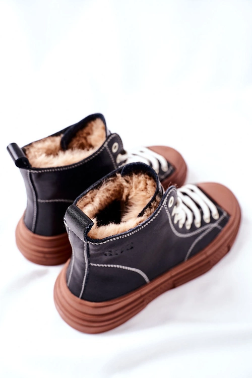 Damskie Ocieplane Trampki GOE Wysokie II2N4033 Czarne