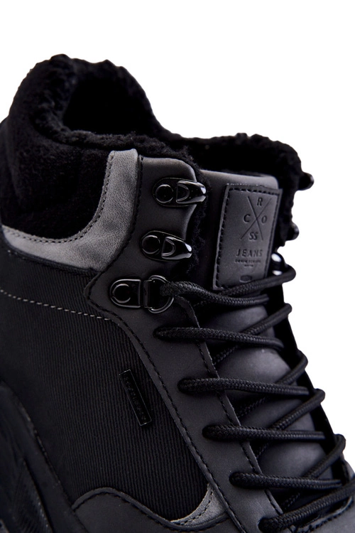 Męskie Ocieplane Buty Trekkingowe Cross Jeans KK1R4031C Czarne
