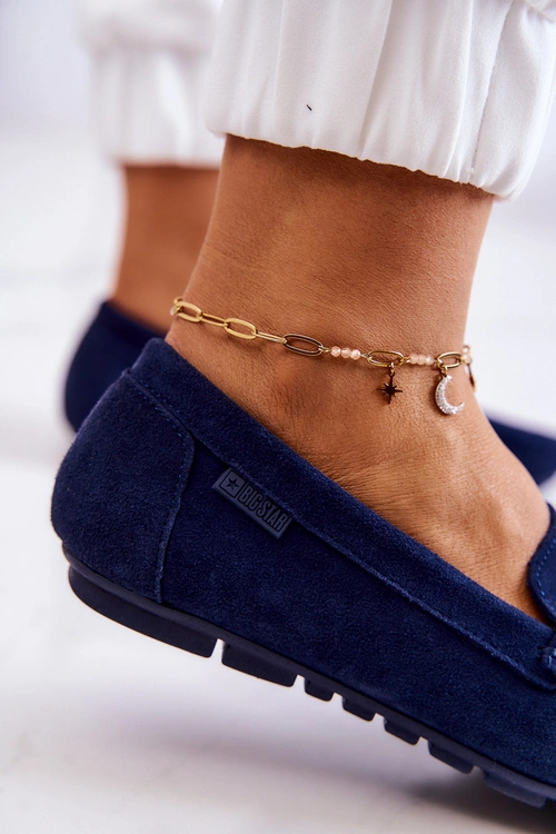 Damskie Zamszowe Mokasyny Big Star JJ274659 Granatowe