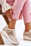 Modne Sneakersy Na Koturnie Beżowe Jaliyah