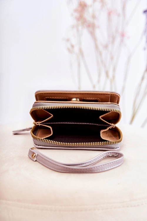 Damski Mały Portfel Z Ozdobą Szary Sanchos