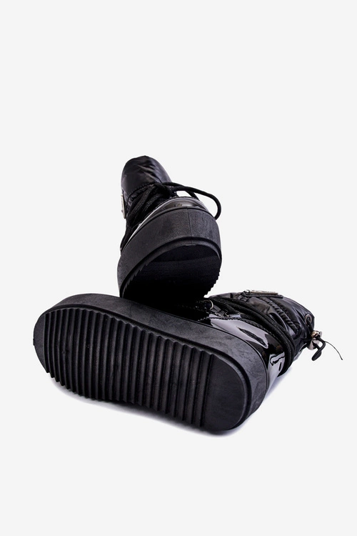 Dziecięce Śniegowce Ocieplane Sznurowane Czarne Colina