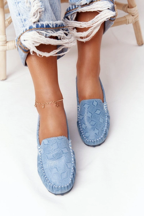 Skórzane Mokasyny RIO FLORE Eco-Friendly Niebieskie