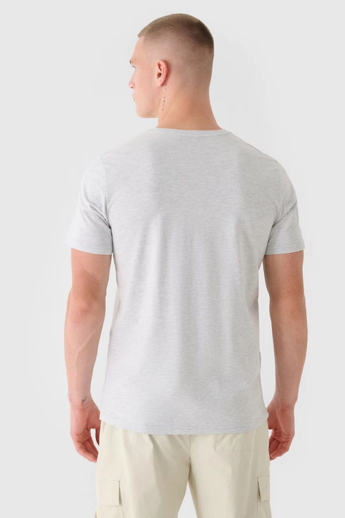 Koszulka Męska Gładka Z Logo 4F 4FWMM00TTSHM1843-27M Jasnoszara