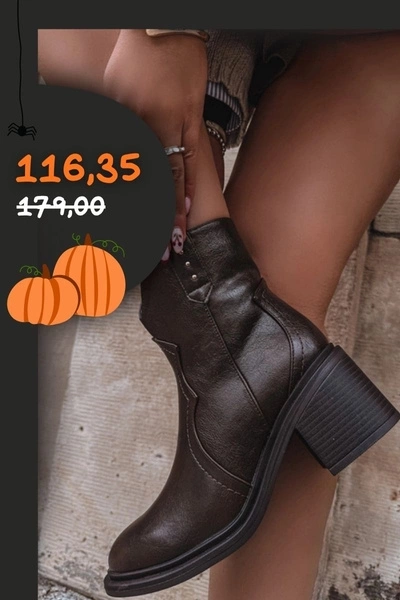 Ocieplane Botki Damskie Na Obcasie Czekoladowe Brilynn