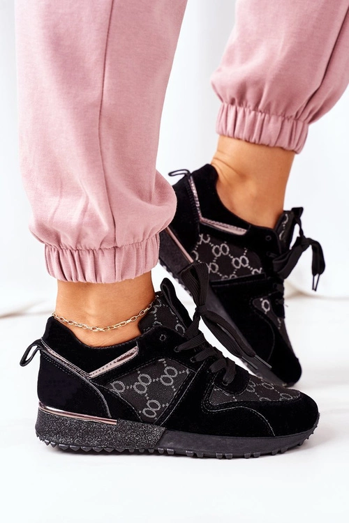 Sportowe Buty Sneakersy Czarno-Srebrne Aruba