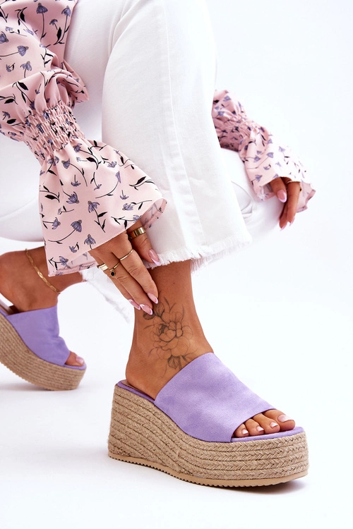 Damskie Klapki Na Koturnie I Platformie Fioletowe Ysabel