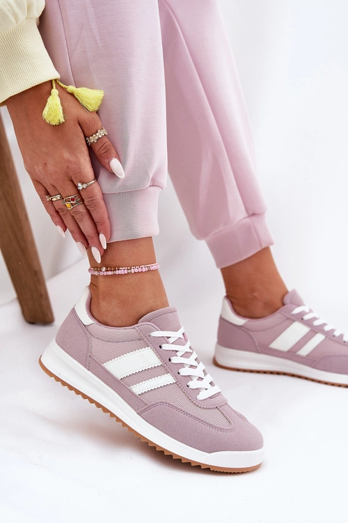 Sneakersy Damskie Z Eko Zamszu Fioletowe Marinils