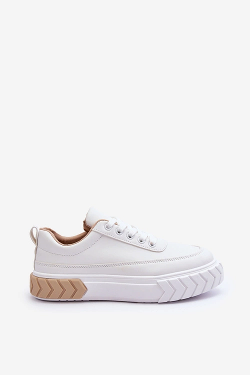 Klasyczne Buty Sportowe Na Platformie Biało-Beżowe Nannzie