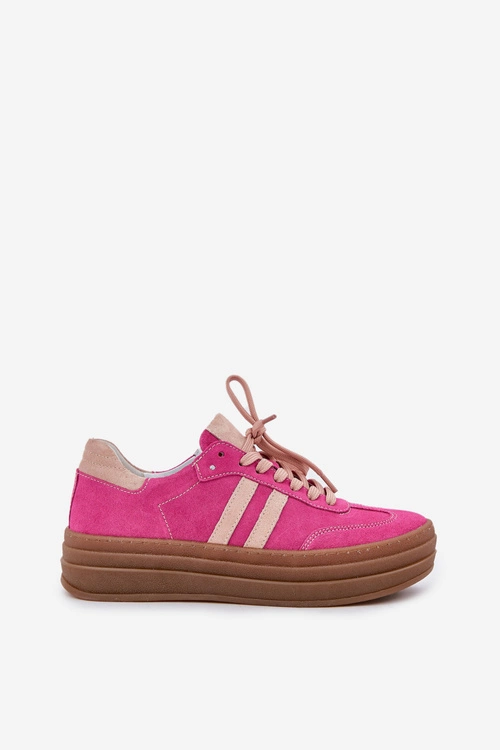 Zazoo N1068S4 Damskie Zamszowe Sneakersy Na Platformie Fuksja