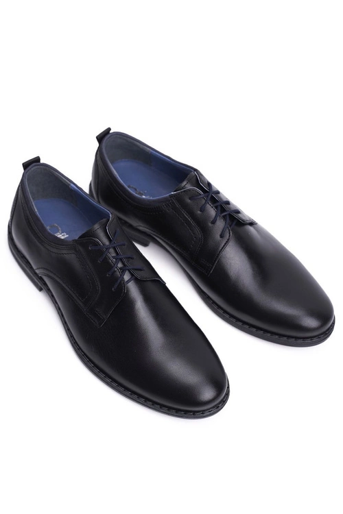 Półbuty Męskie Casual Skórzane Nikopol Czarne 1726