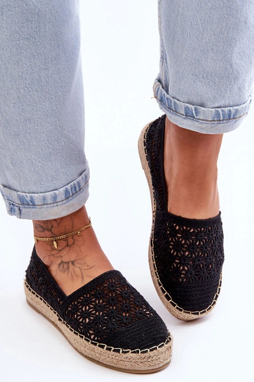 Damskie Ażurowe Espadryle Czarne One Lover