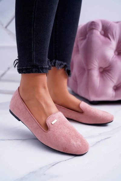 Baleriny Damskie Zamszowe Pudrowy Róż Neala