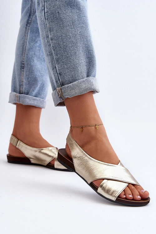 Zazoo 40407 Sandały Skórzane Damskie Złote